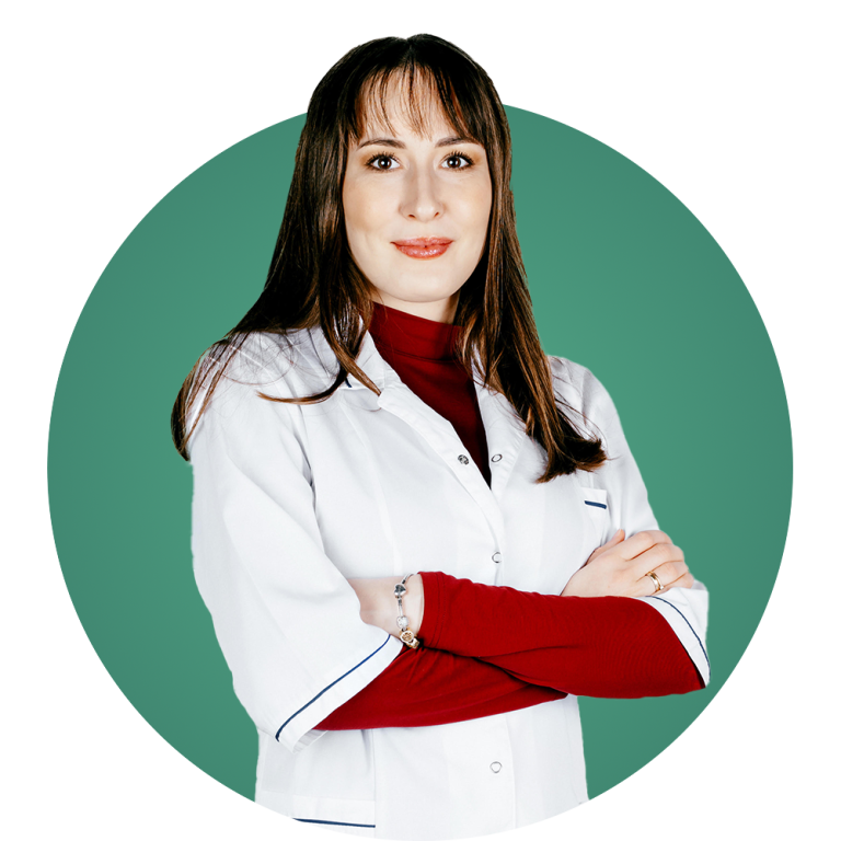 Farmaceutka na zielonym tle