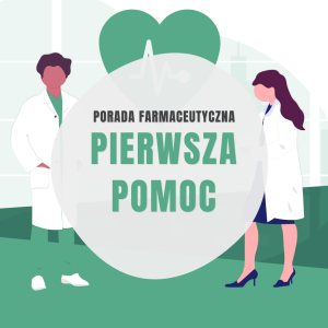 Grafika przedstawiająca konsultację farmaceutyczną: Leki pod kontrolą